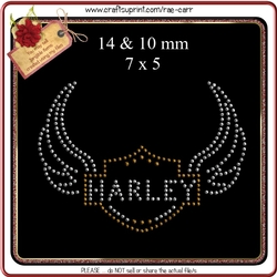 RS826 Harley Wings Rhinestone Template