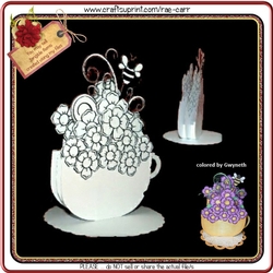 516 Floral Cup & Saucer Shaped Card