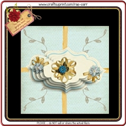 653 Ribbons Cream & Blue Topper  HAND and MACHINE Formats