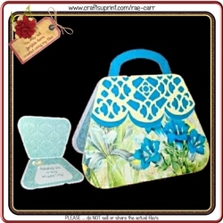 674 Blue & Cream Flowered Purse HAND and MACHINE Formats