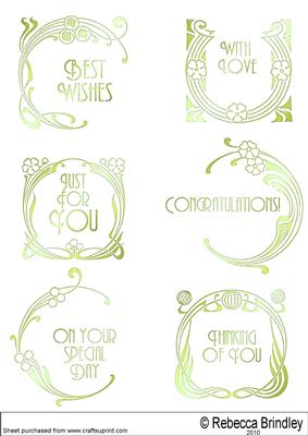 Art Nouveau Greeting Plates in Olive