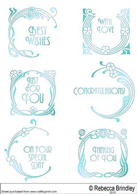 Art Nouveau Greeting Plates in Aquamarine