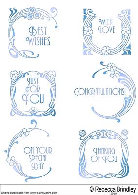 Art Nouveau Greeting Plates in Blue