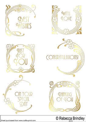 Art Nouveau Greeting Plates in Gold