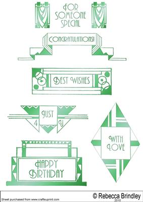 Art Deco Greeting Plates in Green