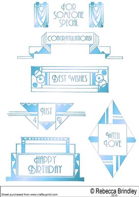 Art Deco Greeting Plates in Blue