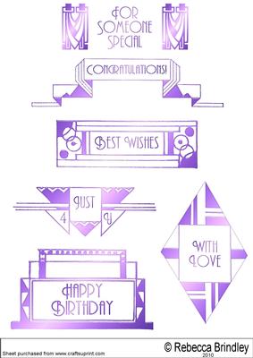 Art Deco Greeting Plates in Purple