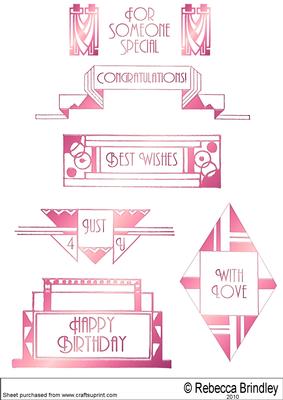 Art Deco Greeting Plates in Pink