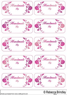 Labels Saying Handmade by in Pink