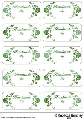 Labels Saying Handmade by in Green
