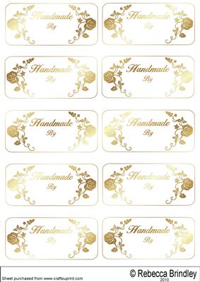 Labels Saying Handmade by in Gold