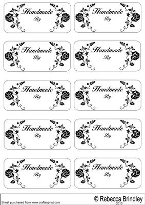Labels Saying Handmade by in Black on White
