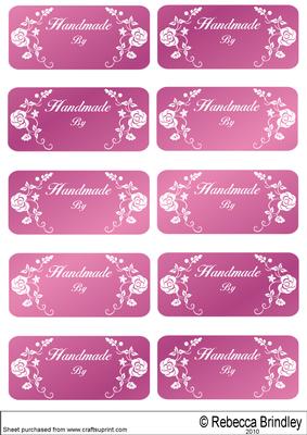 Solid Colour Labels Saying Handmade by in Pink