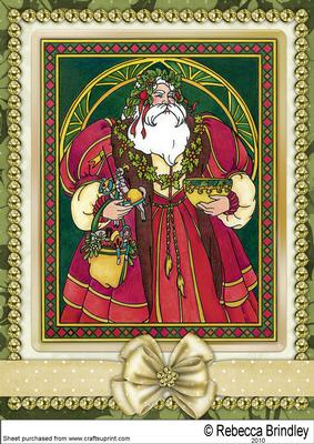 Vintage Santa of the Holly Bush A4