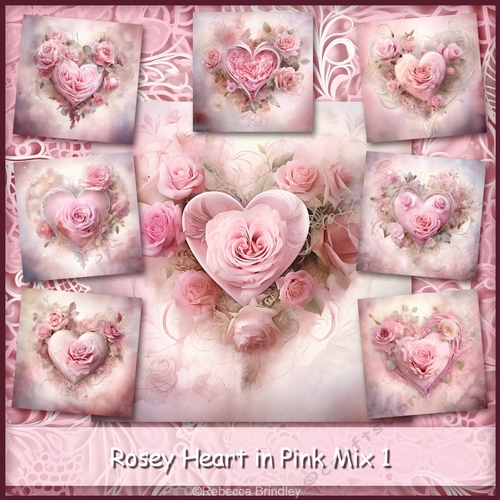 Rosey Heart in Pink Mix 1
