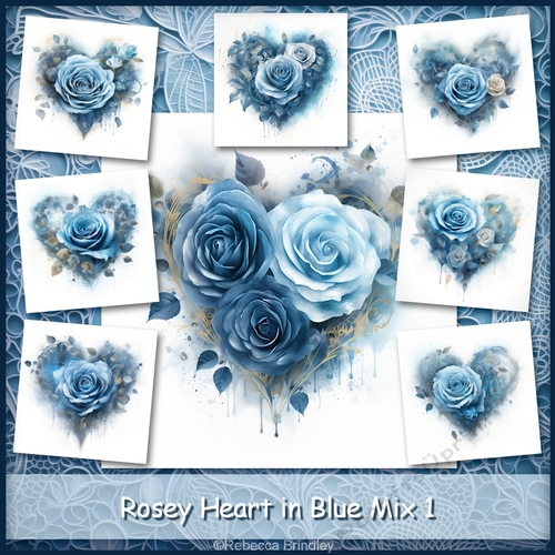Rosey Heart in Blue Mix 1