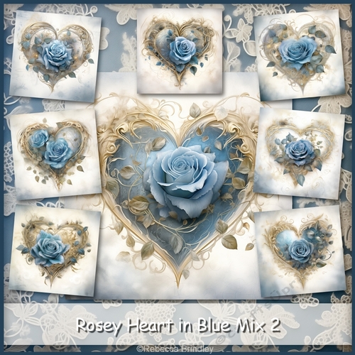Rosey Heart in Blue Mix 2