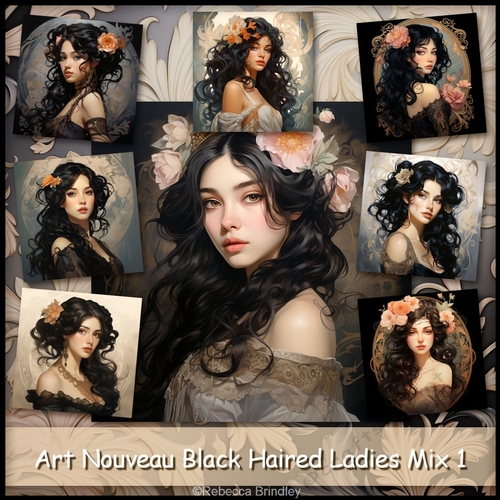 Art Nouveau Black Haired Ladies Mix 1 