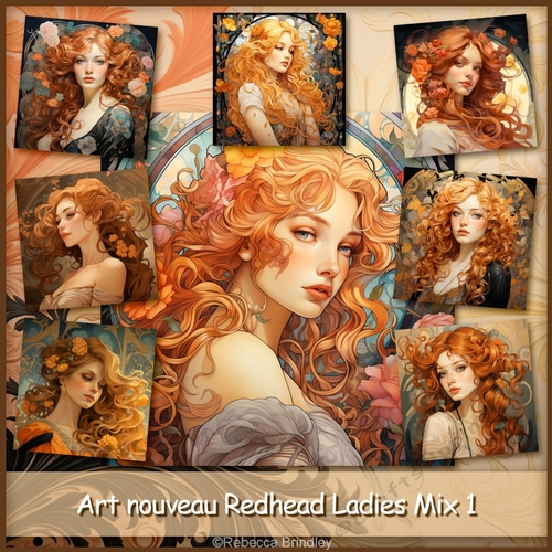 Art nouveau Redhead Ladies Mix 1