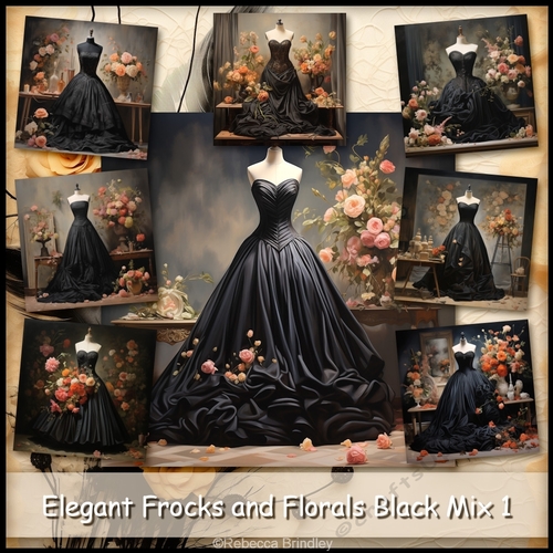 Elegant Frocks and Florals Black Mix 1
