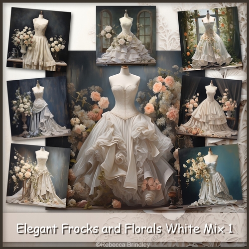 Elegant Frocks and Florals White Mix 1