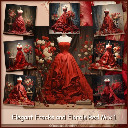 Elegant Frocks and Florals Red Mix 1