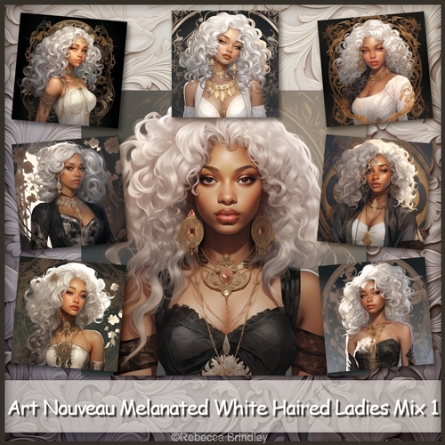 Art Nouveau Melanated White Haired Ladies Mix 1