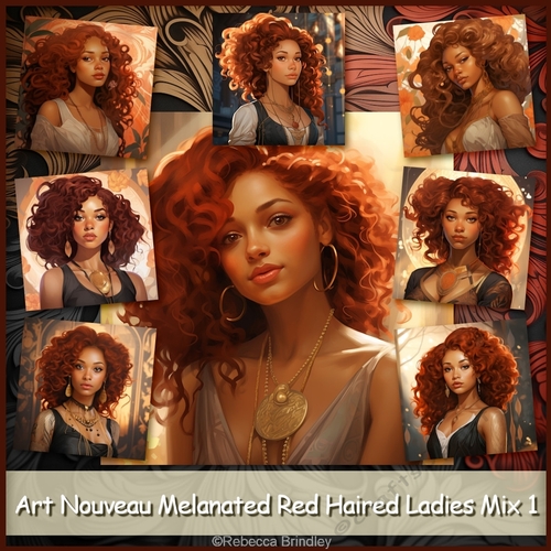 Art Nouveau Melanated Red Haired Ladies Mix 1