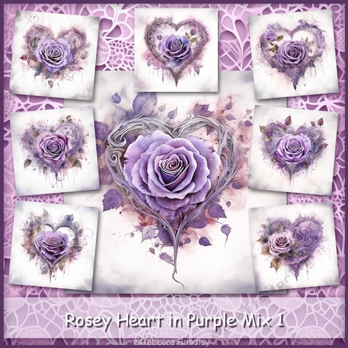 Rosey Heart in Purple Mix 1
