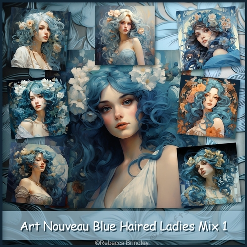 Art Nouveau Blue Haired Ladies Mix 1
