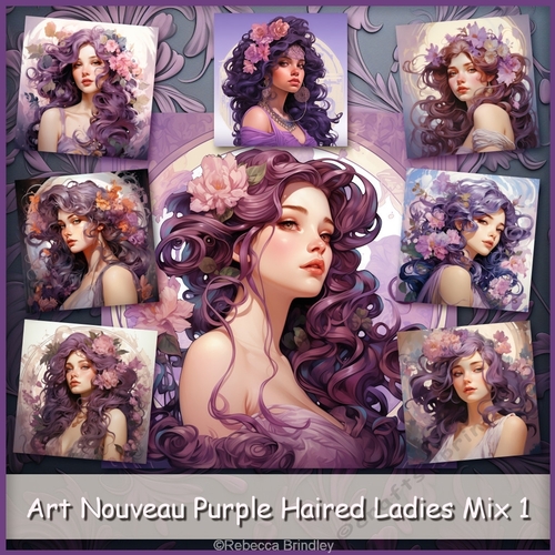 Art Nouveau Purple Haired Ladies Mix 1