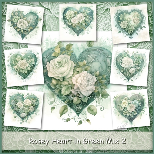Rosey Heart in Green Mix 2