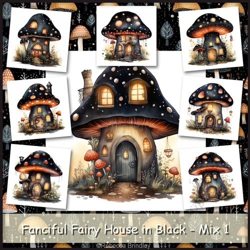 Fanciful Fairy House in Black - Mix 1