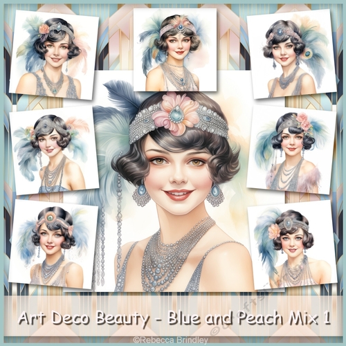 Art Deco Beauty - Blue and Peach Mix 1