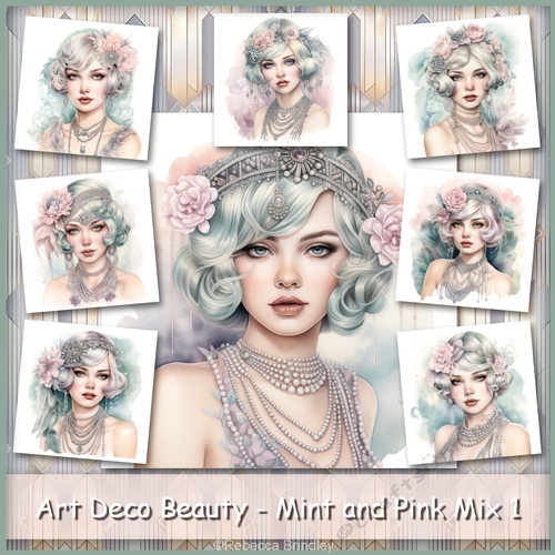 Art Deco Beauty - Mint and Pink Mix 1
