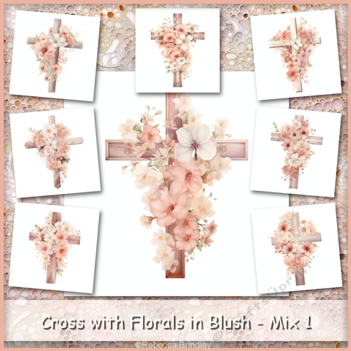 Cross with Florals in Blush - Mix 1