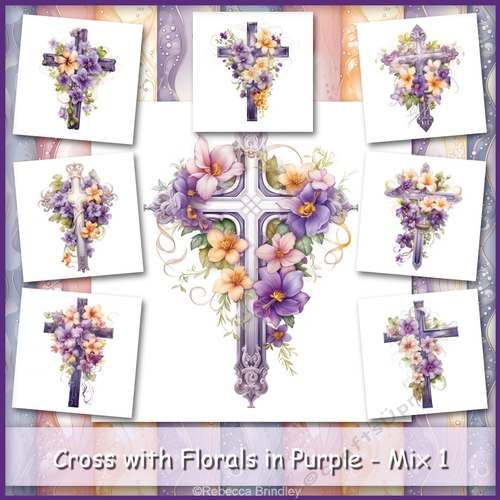 Cross with Florals in Purple - Mix 1