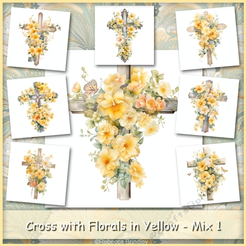 Cross with Florals in Yellow - Mix 1