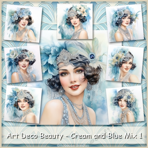 Art Deco Beauty - Cream and Blue Mix 1