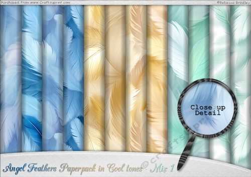 Angel Feathers Paperpack in Cool tones - Mix 1