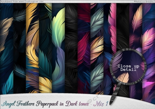 Angel Feathers Paperpack in Dark tones - Mix 1