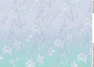 Delicate Embossed Silk Floral Paper - Blueberry and Ice