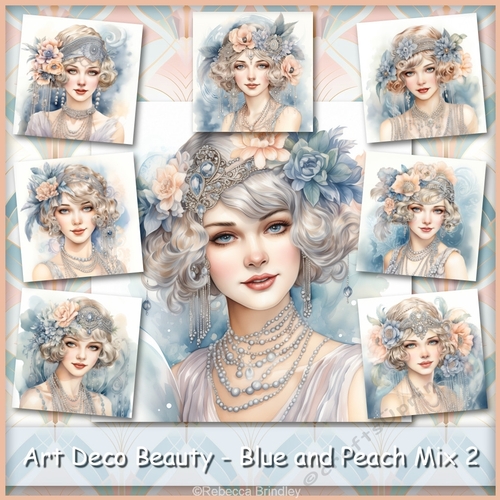 Art Deco Beauty - Blue and Peach Mix 2