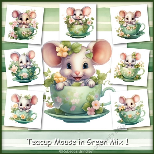 Teacup Mouse in Green Mix 1