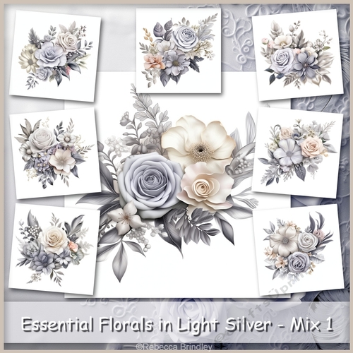 Essential Florals in Light Silver - Mix 1