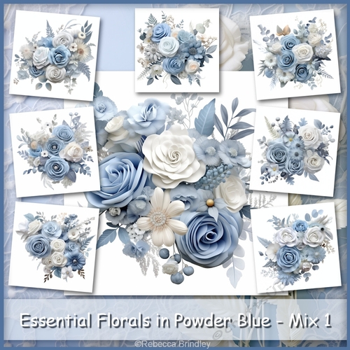 Essential Florals in Powder Blue - Mix 1