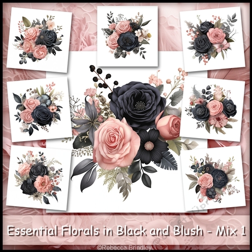 Essential Florals in Black and Blush - Mix 1