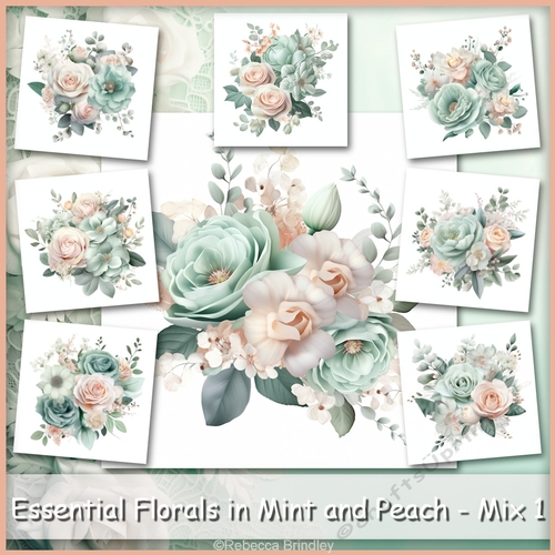 Essential Florals in Mint and Peach - Mix 1