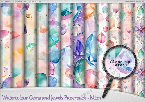 Watercolour Gems and Jewels Paperpack - Mix 1