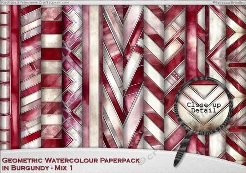 Geometric Watercolour Paperpack in Burgundy- Mix 1
